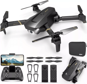 Foldable RC Drone with 1080P Camera for Adults Beginners & Kids, FPV Quadcopter Toy Gift, 2 Batteries & Carrying Case, OneKey Start, Headless Mod