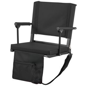 Stadium Seat, Portable Bleacher Seat with Armrest, Back Support and Thick Cushion, Bench Chair for Bleacher Includes Shoulder Strap, Hooks, Cup H