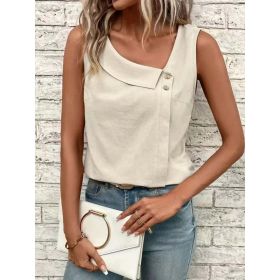 Multi-Color Casual Diagonal Collar Button Vest For Women (Option: Apricot-M)