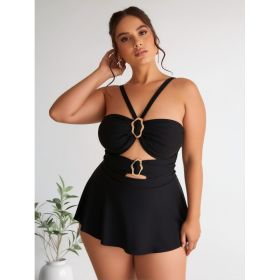 New Elegant And Fashionable Women's StyleWomen's Swimsuit For Beach Vacation Stylish One Piece With High Neck And Adjustable StrapsBeach Tankini- (Option: 1XL)