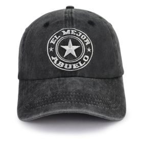 El Mejor Abuelo Hat For Men Women, Adjustable Embroidered Wash Cotton Baseball Cap (Option: Black)