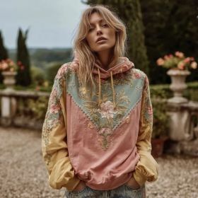 Women's 3D Printed Retro Bohemian Style Hoodie With Floral Floral Print, Loose Fit, Casual, Warm, Sporty, Hooded, Street Style (Option: 4style-XXL)