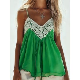 Bohemian Style Lace Patchwork Camisole For Women (Option: Green-S)