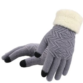Winter knitted gloves (Option: Grey)