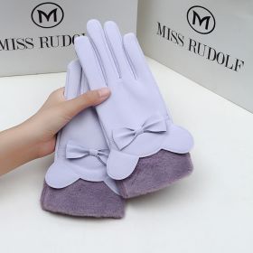Warm Gloves Winter Women's Touch Screen Fleece-lined Thickened (Option: Composite Rabbit Purple)