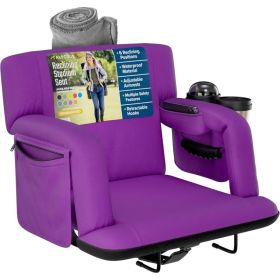 Alpcour Premium Reclining Stadium Seat For Bleachers With Back Support (Option: Purple-21Wide)