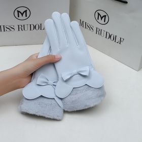 Warm Gloves Winter Women's Touch Screen Fleece-lined Thickened (Option: Composite Rabbit Gray Blue)