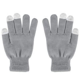 3 Color Options -- 1 Pair Unisex Winter Knit Gloves Touchscreen Outdoor Windproof Cycling Skiing Warm Gloves (Option: Grey)