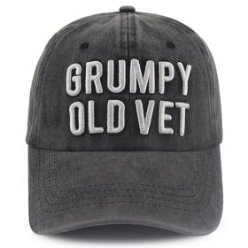 2pcs Grumpy Old Vet Embroidered Baseball Cap, Vintage Washed Grey Cotton Hat For Veterinarians Men Women (Option: 1pcs)