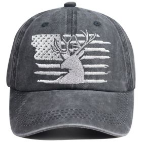 2pcs American Flag Deer Embroidered Baseball Cap - Vintage Washed Cotton Hat, Adjustable Unstructured Low Profile, Hunting Outdoor Cap For Men Wo (Option: 2pcs)