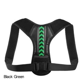 Adjustable Back Shoulder Posture Corrector Belt For Clavicle Spine Support Body Reshape Pain Relief From Neck; Back And Shoulder ( Buy A Size Up (Color: Black Green, size: S(20-40KG))