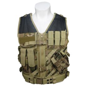 Tactical Training Vest with Multi Pockets, Adjustable Outdoor Utility Vest with Breathable Mesh, Modular Webbing and Quick Release Buckles for Ai (Color: Camo)