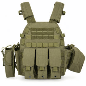 Modular Tactical Vest for Men, Adjustable Outdoor Training Chest Rig with MOLLE Webbing and Multi-Pouch Storage (Color: OD Green)
