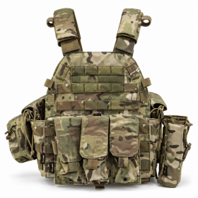 Modular Tactical Vest for Men, Adjustable Outdoor Training Chest Rig with MOLLE Webbing and Multi-Pouch Storage (Color: Camo)