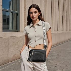 Crossbody Bags for Women Trendy Leather Crossbody Purse Shoulder Handbags Butterfly Design (Color: 09-black)