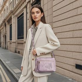 Crossbody Bags for Women Trendy Leather Crossbody Purse Shoulder Handbags Butterfly Design (Color: 01-purple)
