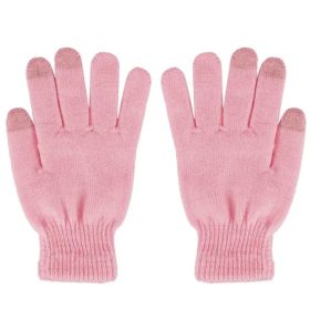 Unisex Winter Knit Gloves Touchscreen Outdoor Windproof Cycling Skiing Warm Gloves (Option: Pink)