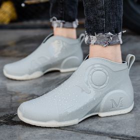 Motorcycle Rain Boots Men's Summer Youth Outdoor Non-slip Wading Shoes Fashion Low Top Flat Work Shoes Rubber Shoes (Option: Gray-39)