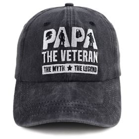 Papa Hats For Dad Birthday Gifts, Adjustable Embroidered Wash Cotton Baseball Cap (Option: Black)