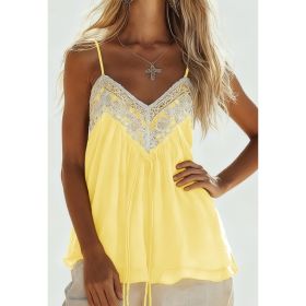 Bohemian Style Lace Patchwork Camisole For Women (Option: Yellow-S)