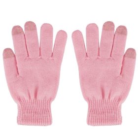 3 Color Options -- 1 Pair Unisex Winter Knit Gloves Touchscreen Outdoor Windproof Cycling Skiing Warm Gloves (Option: Pink)