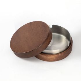 Wooden Trendy Unique Black Walnut Ashtray With Lid (Option: Silver Liner)
