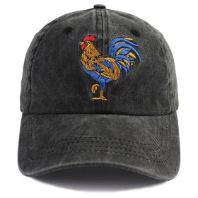 2pcs Colorful Rooster Embroidered Baseball Cap - Vintage Washed Cotton Hat, Adjustable Unstructured Low Profile, Casual Farm Animal Cap For Men W (Option: 2pcs)