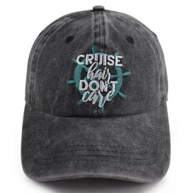 2pcs Cruise Washed Baseball Cap For Women, Cruise Hair Care Embroidery Ship Wheel Vintage Hat, Nautical Vacation Cruise Accessory (Option: 1pcs)
