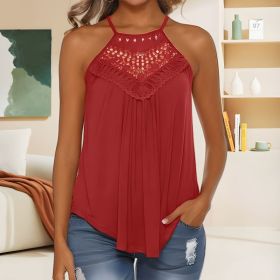 Womens Sexy Embroidered Camisole For Foreign Trade (Option: Red-XXL)