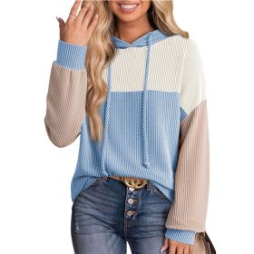 New-style Color-block Long-sleeve Hoodie With A Loose Fit (Option: Sky blue-XL)